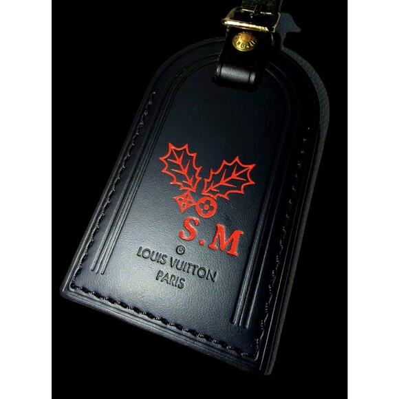 Louis Vuitton Paris Name Tag w/ SM Red Initials Christmas Holly Berrie - Picture 4 of 10
